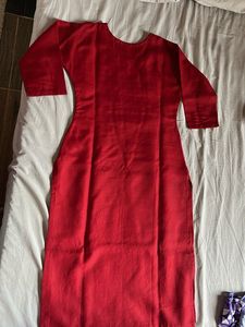 Red Embroidered Kurta Set
