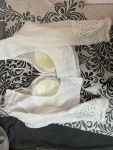 Pure Cotton White Elbow Sleeve Blouse