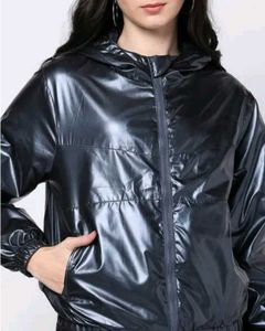 Metallic Bomber Hooded Jacket