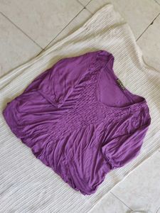 BIBA Purple Smocked Detail Top
