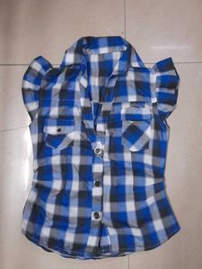 Blue Plaid Short Sleeve Shirt