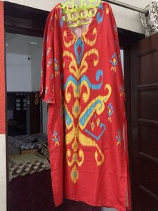 Red Ikat Print Dress