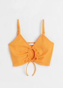 Orange Tie-Front Crop Top
