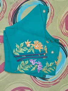 Teal Embroidered Saree