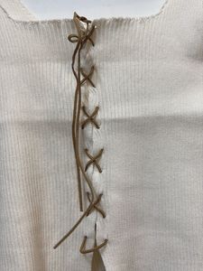 White Lace-Up Crop Top