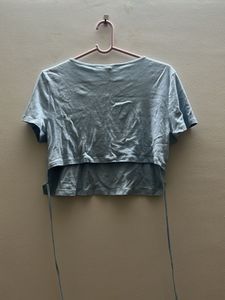 Blue back tie top