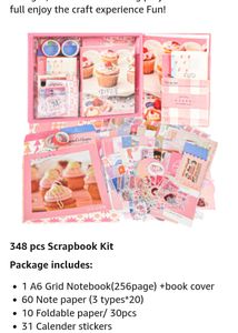 The AutoStory Paper Aesthetic Scrapbook Kit, Junk/Daily Journal Scrapbooking Supplies Stationery, A6 Grid Notebook, Diy Journaling Craft Gift For Teen Girls, Boys, Kids, Women (My Sweetheart), Pink