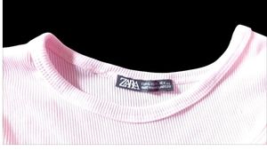 Zara Solid Asymmetrical Crop Top Casual