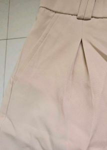 Beige Wide Leg Trousers