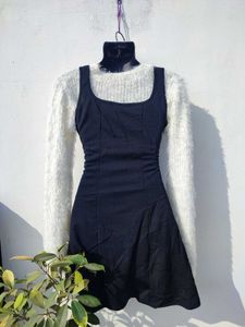 Shein Solid Square Neck Skater Mini Dress