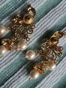 Peacock Pearl Drop Earrings