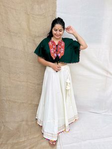 *Navratri special - plain cotton front open shrug with Plain cotton umbrella skirt, which is absolutely comfortable and newly styled!*