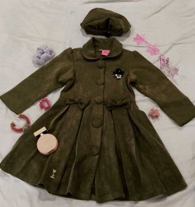 Cute Olive Green Dress &amp; Beret Set.