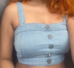 Denim Crop Bustier Top