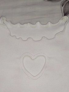 Cute White Heart Cutout Top
