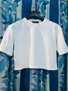 White Summery Basic Crop Oversized Tee🌥️