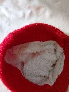 Red Winter cap medium size, Unused