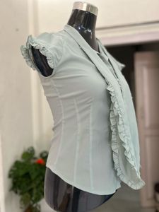 Mint Green Ruffle Blouse