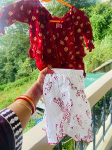 Red Floral Print Two-Piece Set