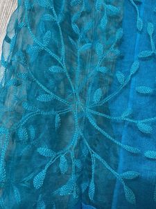 Blue Embroidered Dupatta