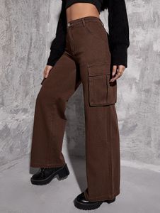Brown Wide Leg Cargo Jeans