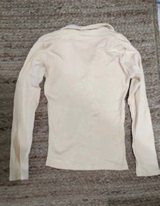 Brown Ribbed Polo Top