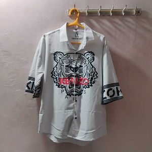 Men's Half Sleeve Tiger Print Shirt (Size - XL)