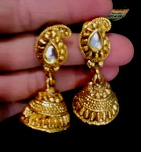 Set 2 Gold Plated.traditional Earing &amp; Hair Clip