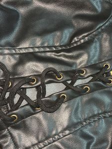 Lace-Up Faux Leather Halter Top