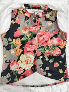 Floral Print Crop Top Jacket (Extra Sleeves)