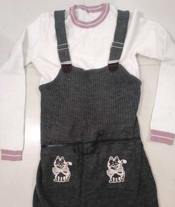 Cute Cat Applique Jumper Dress