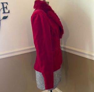 Red Faux Fur Collar Jacket🧑‍🎄❤️