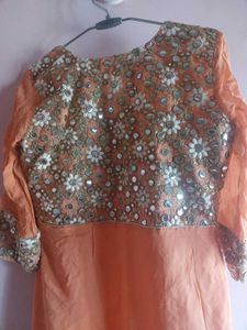Coral Kurti with heavy work