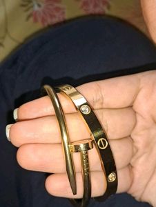 Cartier Stainless Steel Gold Bracelets Combo
