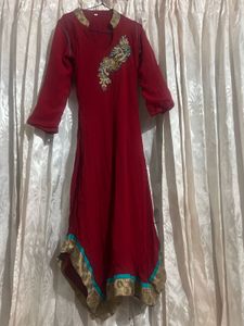 Beautiful chili red chiffon Kurta