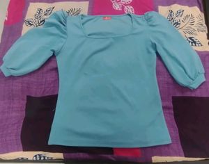 Stylish Blue Puff Sleeve Top