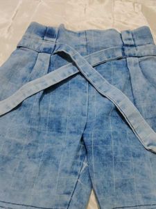 Denim Tie Waist Shorts