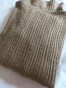 Women High Neck Brown Sweater