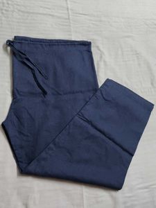 Women Blue Cotton Striped Printed Kurta Set