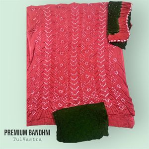 Premium 2-Colour Tie Dye Bandhni Dress Materials