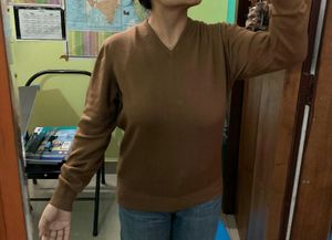 Brown V-Neck Knit Sweater(unisex)