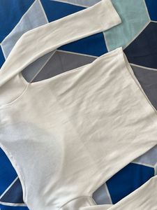 Cute White Long Sleeve Crop Top