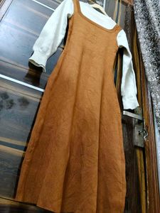 Stylish Brown Pinafore Dress