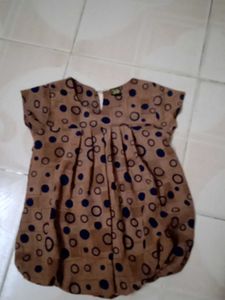 Brown &amp; Navy Circle Print Blouse