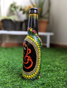 Handpainted Bottle With Dot Mandala Art