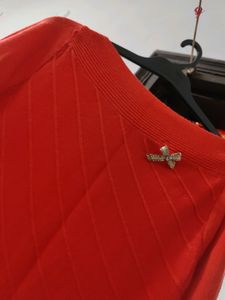 Red Knit Woolen Sweater For Women
