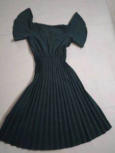 Emerald Green Pleated Dress