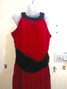 Chic Red &amp; Black Party Dress