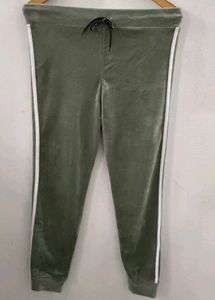 Olive Green Velvet Joggers