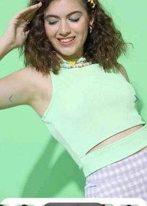 Neon Green Ribbed Two-Piece Set